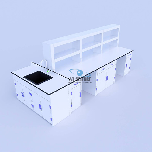 โต๊ะปฎิบัติการกลางพร้อมชั้นวาง