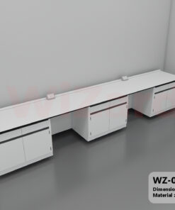 WZ-08 โต๊ะปฎิบัติการติดผนัง ขนาด 4.50 x 0.75 x 0.80 ม. (กxลxส)