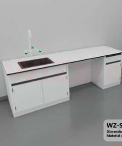 WZ-38 โต๊ะปฎิบัติการติดผนังพร้อมอ่างน้ำ ขนาด 2.00×0.75×0.80 ม.(กxลxส)