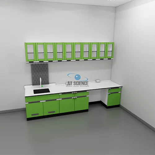 WB4-โต๊ะปฏิบัติการติดผนังพร้อมอ่างล้างเเละตู้เเขวนลอย