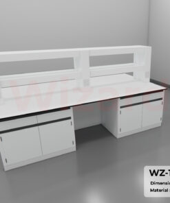 WZ-19 โต๊ะปฎิบัติการกลางพร้อมชั้นวาง ขนาด 2.75×1.50×0.85 ม. (กxลxส)