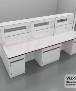 WZ-S32 IB โต๊ะปฎิบัติการกลางพร้อมชั้นวาง ขนาด 3.00×1.50×0.85 ม. (กxลxส)