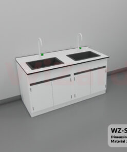 WZ-S58 โต๊ะปฎิบัติการอ่างล้าง2 หลุม ชิดผนัง  ขนาด 1.50×0.75×0.80 ม. (กxลxส)